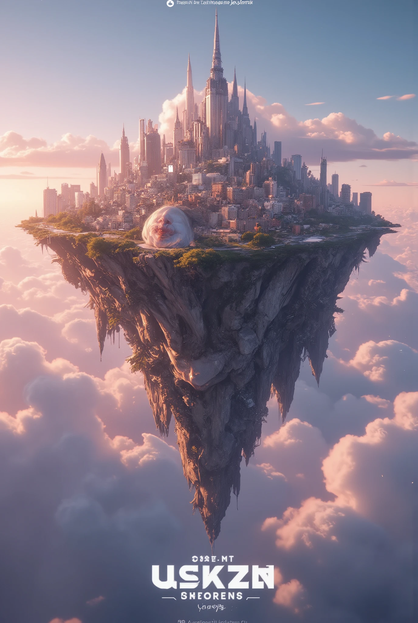 realistic, day time, masterpiece, (huge island in the sky with city in it:1.5), silent atmosphere, hd, hdr, best quality, lots of details, ultra sharp, ultra detailed, colorful, (radiant complexion:1.3), (highly detailed:1.4), (sharp focus:1.3), (soft lighting:1.3), (dreamy atmosphere:1.3), (rich color palette:1.3), (complementary colors:1.2), (8k resolution:1.3), (octane render:1.3), (ray tracing:1.2), (HDR:1.2), (photorealistic:1.4), (masterpiece:1.5), (award-winning:1.4), (trending on Artstation:1.3),(global illumination:1.2), (enchanting:1.4), (mesmerizing:1.4), (unforgettable:1.3), (masterpiece), (best quality), (ultra-detailed), very aesthetic, illustration, disheveled hair, perfect composition, intricate details, concept art, digital artwork, illustrative, painterly, matte painting, highly detailed