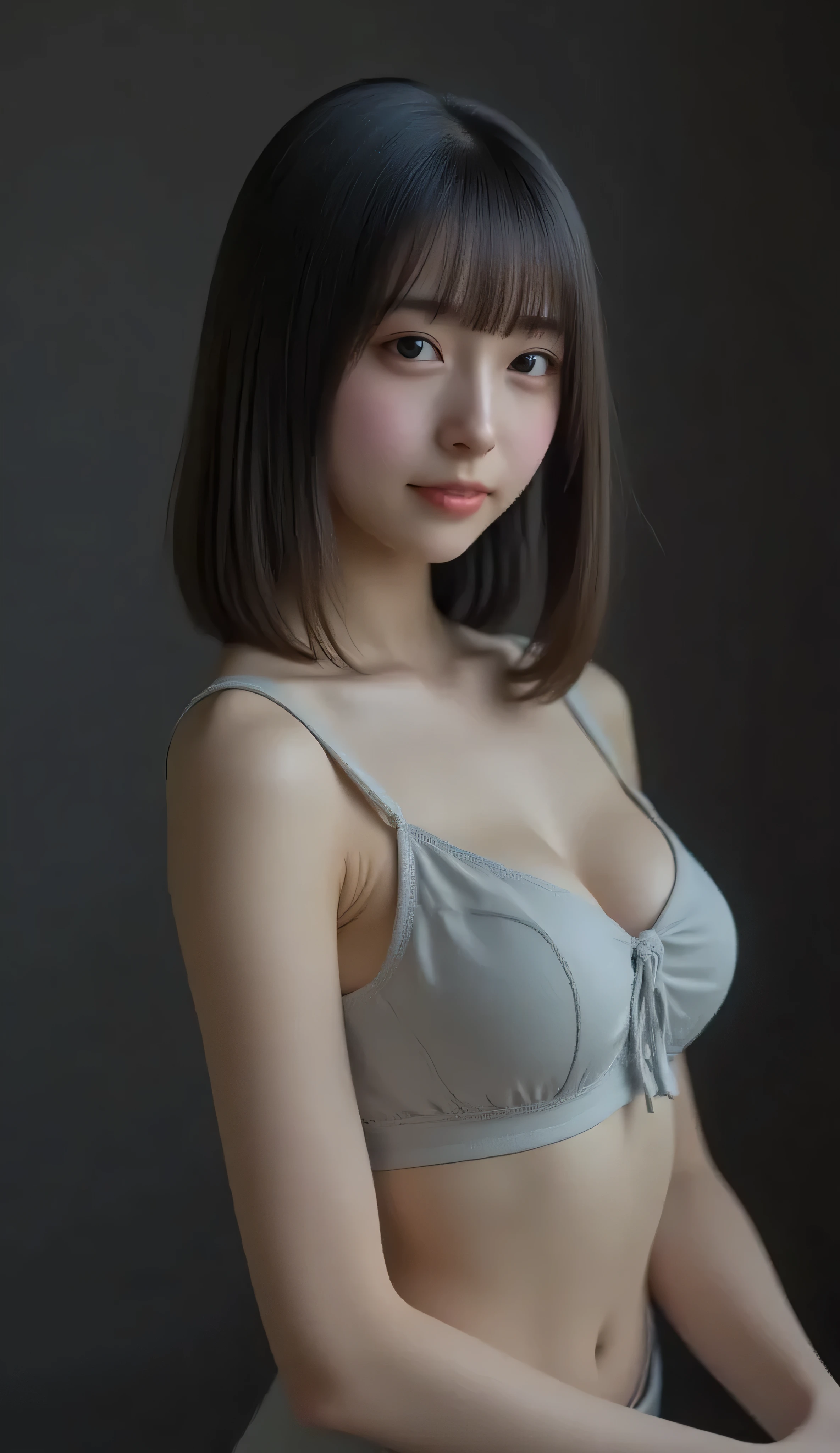 top quality、Exquisite Resolution  , 32K,  premium quality , ultra fine ,   beautiful Japanese woman、 Manami 、  dark hair、woman not wearing nsfw,navel,naked、transparent clothes、(Inorganic black room  、A black room with nothing、 )、 (  full nude、I'm not wearing anything、I will highlight my breasts  , )、 perfect body、slender body、  bending and stretching her legs、Whitening、Full body photo、