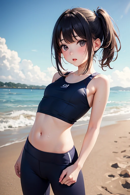 girl in  Basic Sport-Shorts Slim fit, standing