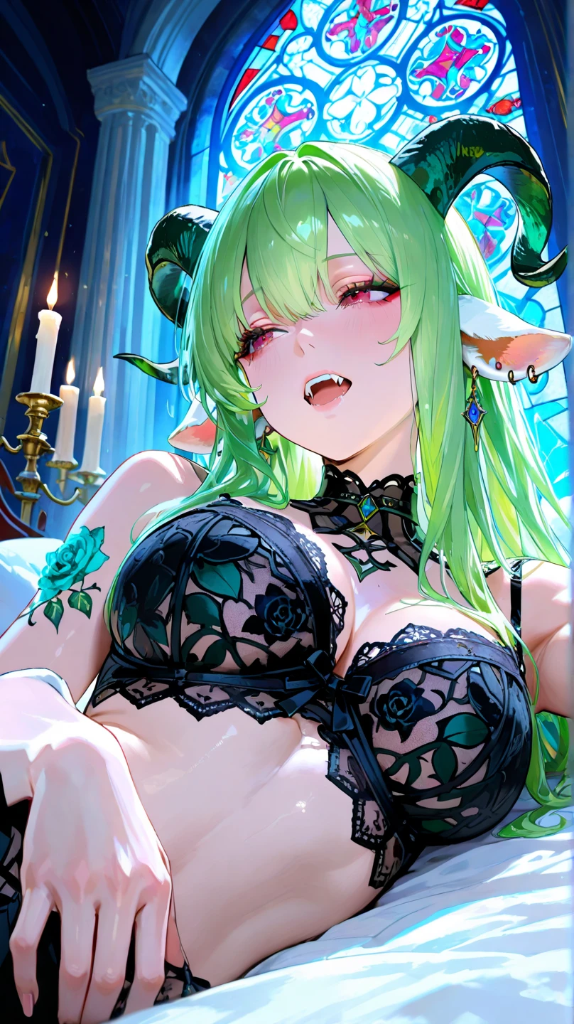 2 girls, demon girl, demon horns, hugging each other, kissing, groping , blushed face, black shirt, white skirt, beautiful eyes finely detailed, big , (light green hair color), a picture by Shitao, pixiv, anime girls, seductive smile while unbutton her shirt, licking her own lips, (beautiful detailed eyes:1.6), extremely detailed face, perfect lighting, extremely detailed CG, (perfect hands, perfect ).
