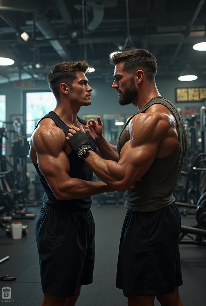 8k,high quality,  solo man ,hunk and handsome mature man, Stephen AMELL in mid fourties  , wearing a dark green shorts and shoes , showing his musclesand bulge  , in a gym doing dumbbells, 1 man show