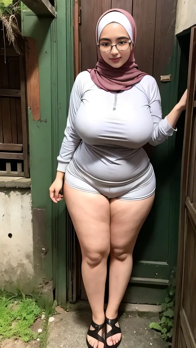 
there is a woman random poses hijab, bbwchan, thicc, random hijab outfit, random color hijab fashion model, asia girl, asia woman, wearing random robe, full length shot, alluring plus sized model, japanese goddess, clothed in hooded, voluptuous and arousing, portrait shot, curvy model, voluptuous body, wonderful, nene tanaka body , bbwchan, The overall atmosphere is smooth , haunting illustrations, extremely high-resolution details, photographic, realism pushed to extreme, fine texture, 4k, ultra-detailed, high quality, high contrast, random Color sneakers , full body view , big cleavage , big pregnant , milf , white color skin , slim , young