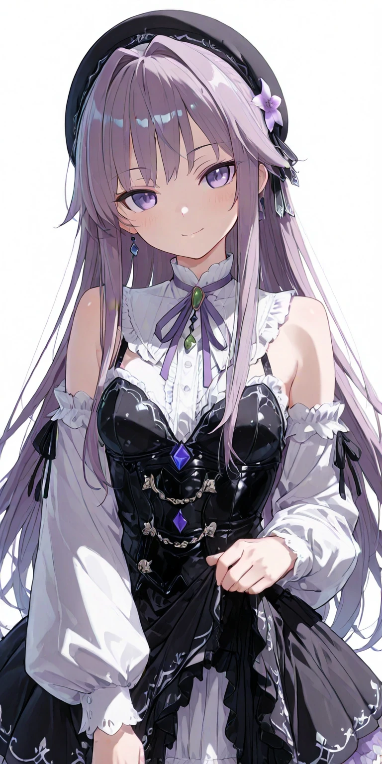 masterpiece, best quality,1 girl, alone, long hair, light purple hair, very long hair, Light purple eyes, hair accessories,