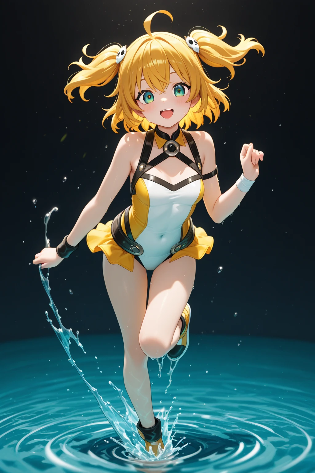 flat ?????、highleg、The whole body can be seen from directly below、Delicate body、Yellow Ponytail、Beautiful ?????????