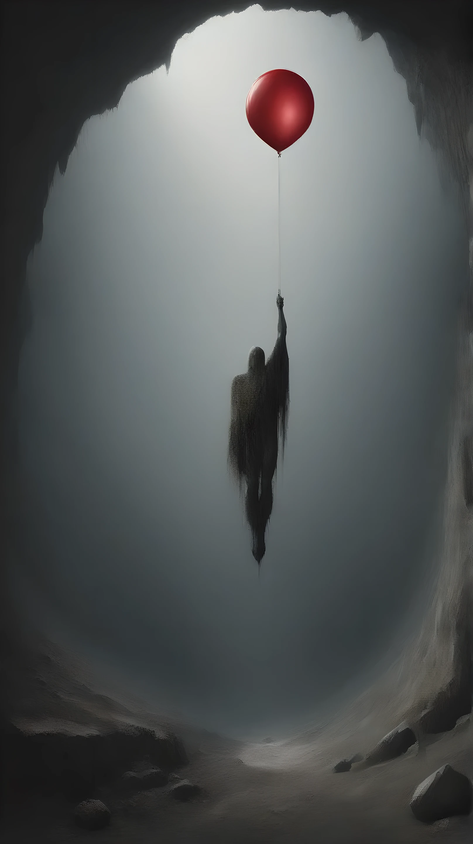 high quality, 8K Ultra HD, Epic surreal science fiction art. In this faraway world, create a strangely eerie unnerving sci-fi image of a surreal undead person ominously holding onto and floating with a creepy red balloon high up near a mega mountain cliff side, and below is a deep valley and sinister gorge, stunning photorealistic cinematic and atmospheric scenes, foreboding colours, gut wrenching subliminal gothic sci-fi horror, on the cliffside a jaw dropping and magnificent brutalist sci-fi home can be seen built into the mountain rock face as the person floats upwards and they probably lives up there, this secret, scary, nightmarish but beautifully terrifying and equally fascinating world is captured by a stealth drone, because we should not be here. this is the valley of the dead, and this exquisite home’s Incredible and mind bending surrealic brutalist Architecture is Inspired by a fusion of rich styles by: (Diana Radomysler, SEA Arquitectos, Shinagawa arquitetura, Sergey Makhno Studios, VTN Architects, SAOTA, Choo Gim Wah Architects, Saucier + Perrotte architects, Tóth Project Architect Office, and APOLLO Architects & Associates, Moon Hoon Architects, BAK arquitectos, ARKITITO Arquitetura, TAM - Guillermo Elgart, Olson Kundig, OMA & MM++ architects++)
Jaw dropping Drone capture angles:
A Vertigo plunge angle from high up and plunging toward the infinity pool like a bird of prey—pure heart stopping awe.
Spectacular cinematography style references:
Bradford Young’s Raw, poetic, unconventional broody lighting, Greig Fraser’s Immersive, textured, naturalistic sci-fi aesthetic and his Robert Richardson’s Bold, high-contrast, architectural framing.
Extraordinary Interior design style references.
Dark and warm minimalist Avant garde brutalist wabi-sabi, sci-fi brutalist Interior design influences, a stylish fusion of styles, namely
John pawson’s Monastic Minimalism, a meditation in concrete and light. Tadao Ando’s Poetic minimalist concrete, Studio KO’s Organi