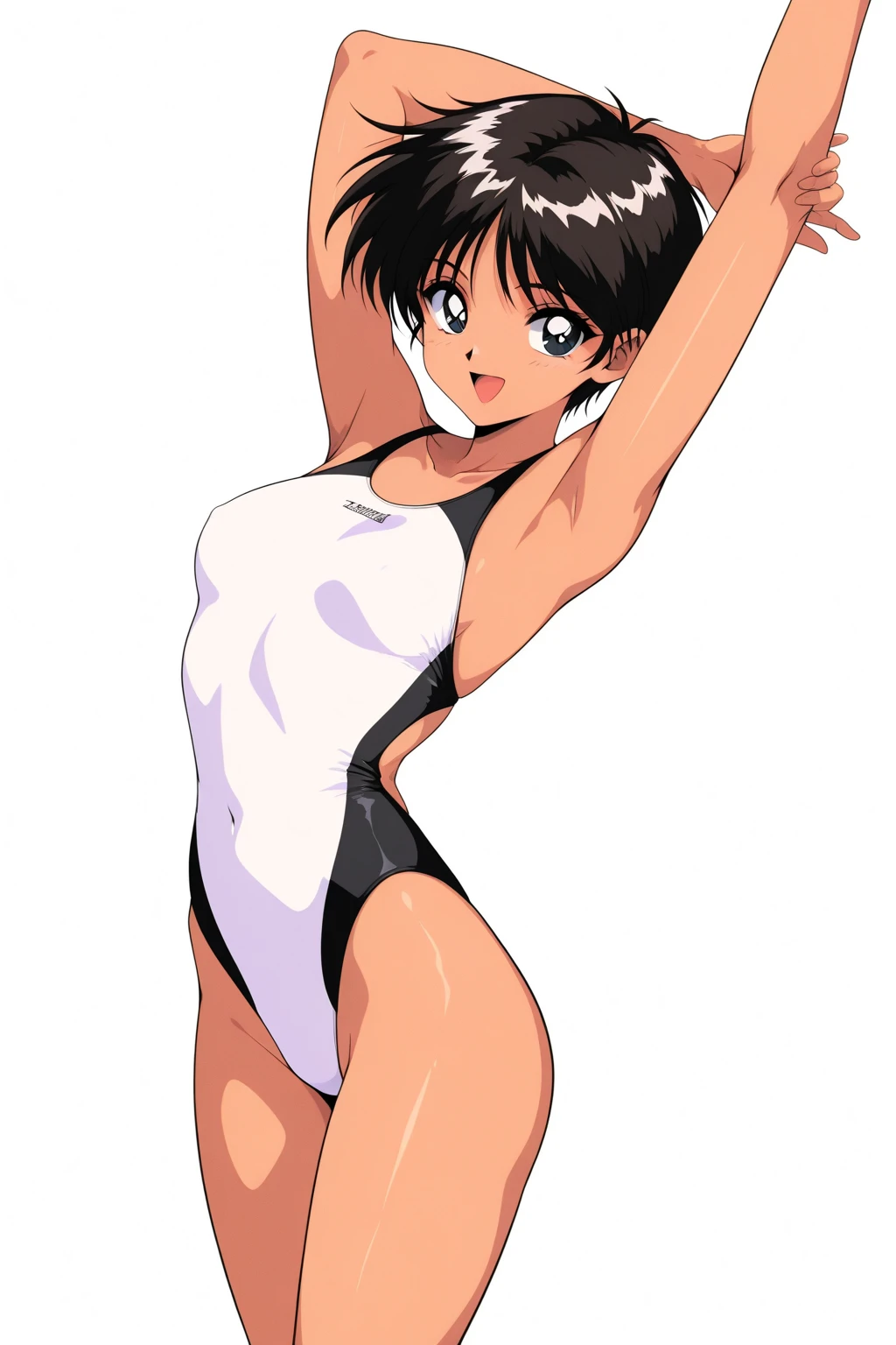 Suzuka, Black hair, short hair, glasses, swimsuit,  waistline,