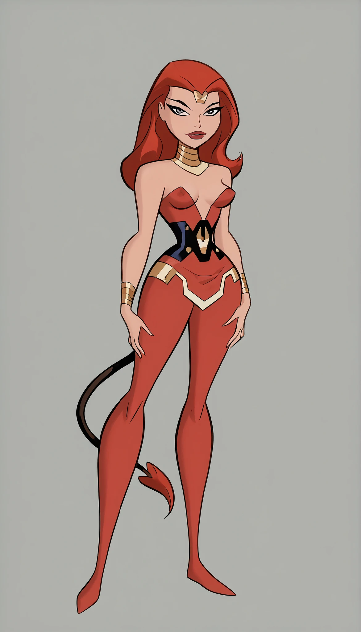 obra-prima,melhor qualidade,
fundo simples,<lora:fr3d:1.5>,fr3d, bekka \(dc comics\),tail visible through the thighs, meias-coxas, Tanga,nsfw fundo espacial