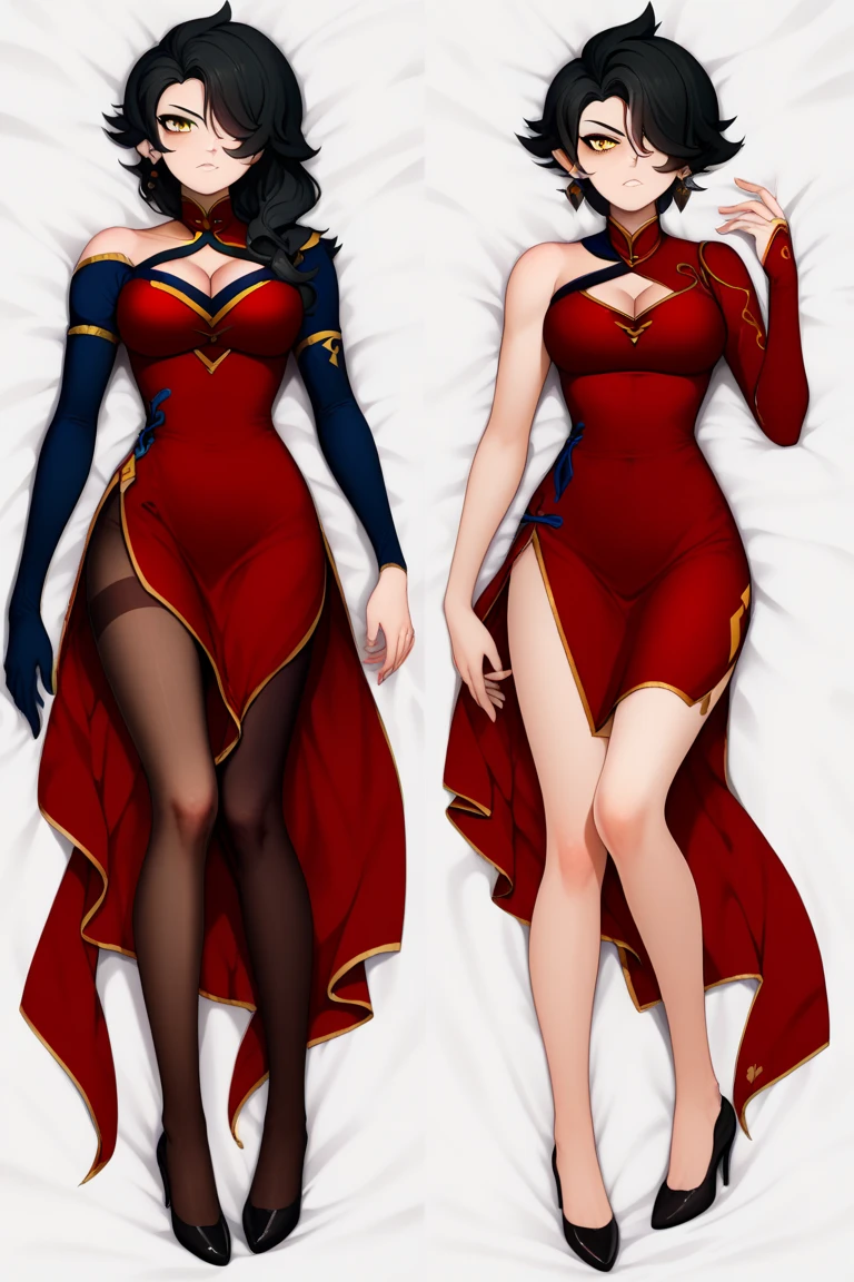 Best Quality, Ultra High Resolution, (Photorealistic: 1.4), Beautiful Eyes, Super Beautiful, Very Long Hair, Beautiful, Sweetheart, Beautiful Soldier, Eyes That Invite Viewer, Lover's Perspective, Inviting Expression, ???? Smile, Perfect Style, Perfect Balance, Detailed Skin, Naughty Gaze, ((?????)), platinum blue hair, (glowing blood red eyes)), ((high heels, stockings)), gold ornamental necklace, ((tiny ???????, slender, petite)), ((1 girl)), flat ?????, (drill hair)