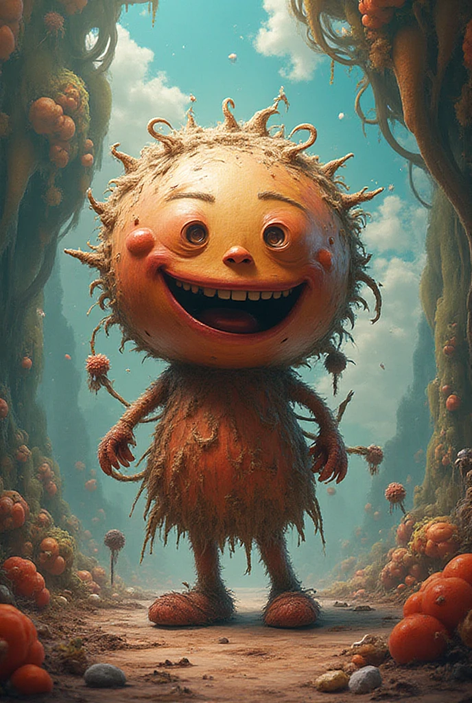 Pixar style, gloomy, negative, twisted, weird, big-eyed , colorful  