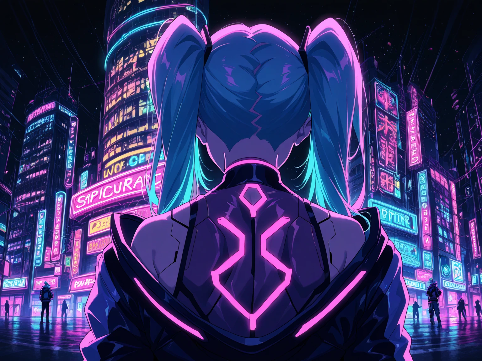 A close up of a person in a futuristic city with neon lights - SeaArt AI