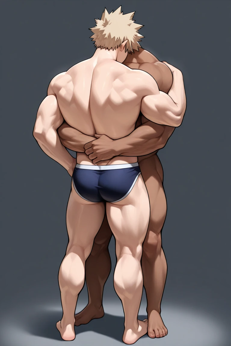 blond man with short wavy hair., slanted red eyes, White skin, sexy and innocent look, naked, erect penis, muscled body , walking down the street at night holding hands with a man with black hair and a straight up hairstyle, naked erect penis, muscled body, walking on the street with full moon Perspective photography, full hd
