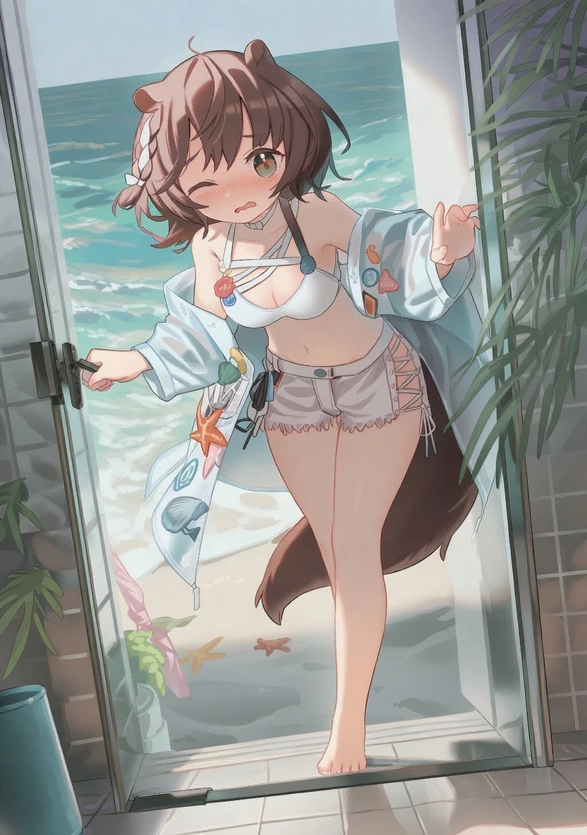 Stripe Shortcut Crouch Anime Swimsuit Micro 