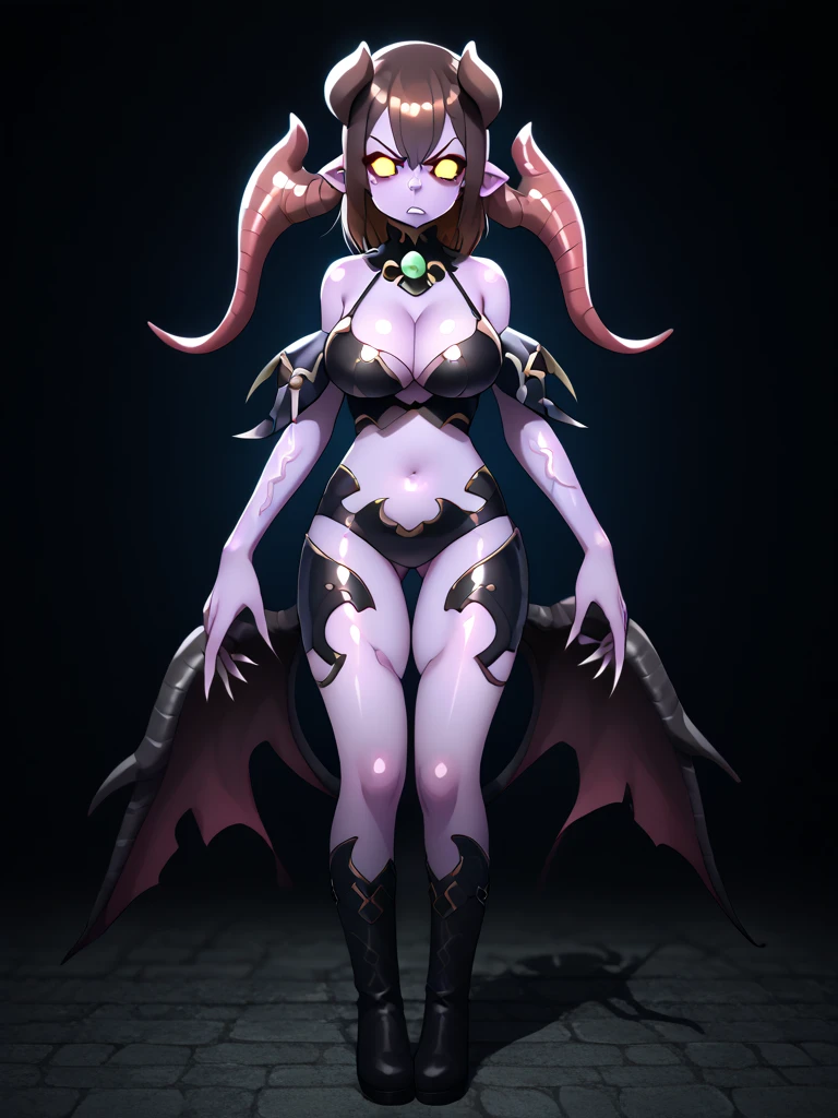 masterpiece, good quality, best quality, 2d, (krekkov:0.2),
Daemonette, colored skin, purple skin, horns, monster girl, curvy, very sweaty, heavy breathing, 
looking at viewer, seductive smile, cowboy shot, pincers, 
<lora:Daemonette_Vpred:0.9>