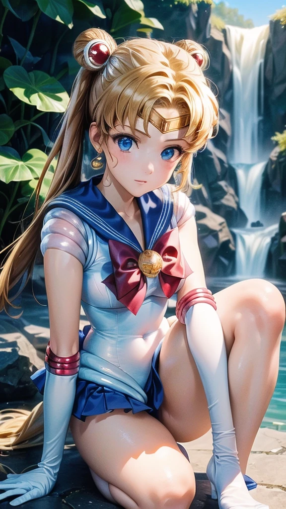 Japan woman in Sailor Mars costume poses for photo, beautiful flaxen hair、poneyTail、Ultra mini skirt、Highkick、Legs are raised and high kicked to reveal white panties.、camel's toe、Beautiful、beautiful thigh、Beautiful upper arms、Beautiful belly button、Anime girl cosplay, Anime Cosplay, cosplay foto, professional cosplay, realistic cosplay, Cosplay, Sailor Uniform, real life anime girl, full-cosplay, Sailor Moon Style, cosplayer, by Sailor Moon, Ayaka Cosplay, publicity cosplay, sailormoon. Beautiful, loose coat collar sailor uniform