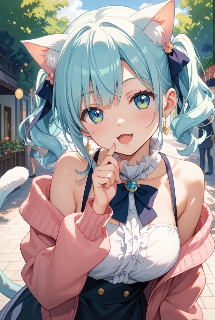 masterpiece, Highest quality, Illustrations for novels, High resolution,  , Sensual, Intimate, Emotional, Passionate, romantic, sweet, Adorable, Innocent, Pure, Enchanting, Enchantingな, attractive, mysterious, Enchantingな, Enchanting, Immersive, Enchantingな, dream-like, Surreal, Imaginative, Whimsical, Artistic, Avant-garde, timeless, elegant, Sophisticated, chic, Sophisticated, Individuality, original, Enchantingな,One girl,Deltamon_beta, alone, blue eyes, Knee socks, Animal ears,  shoulders, Blue Tail, Earrings,Removable sleeves, Green Hair, No sleeve, Cat ear, bag, white Knee socks, Cat's Tail,pink backpack,Pink school bag,(Cheetah Dress:1.3), Paired with ivory tights and Mary Jane shoes.
rest ((Avoidance method ((kitten)), Crying face))