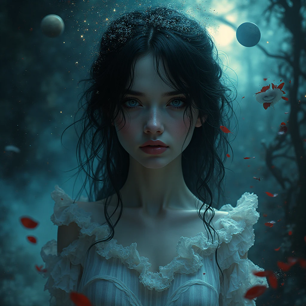 > Dark Disney style woman, inspired by Alice in Wonderland, represented ...