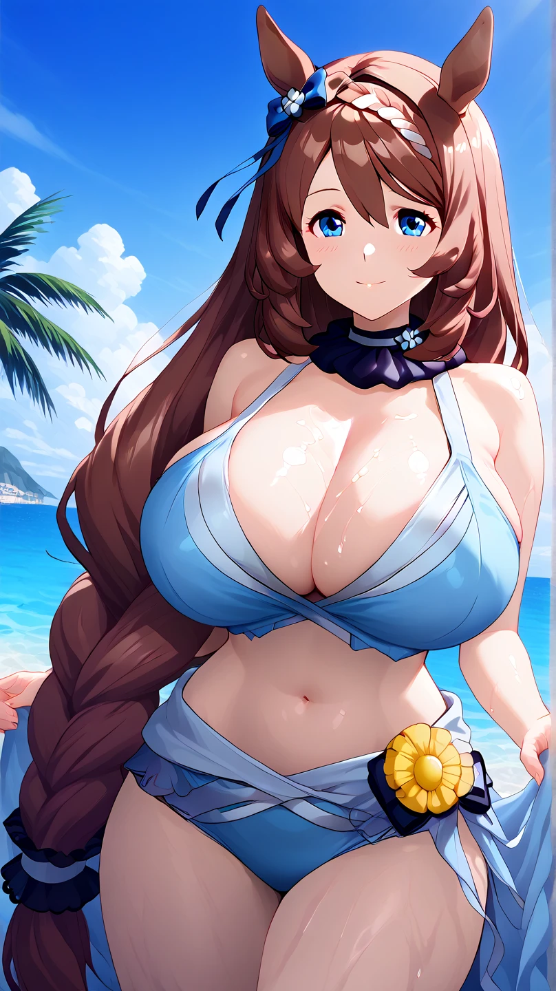 1woman, (((adult woman))), ((((????)))), ((((submissive and breedable)))), cute, blush, nose blush, (((frilly ??????))), long curly hair, (((((tropical setting))))), ????, not sfw, thigh to head shot, ?????? bump, ????? ???????, hard ???????, (((((??????))))), (((????))), slight smile, ((((unbelievably massive I cup ???????)))), ((((long curly hair)))), (((frilly hair ornament))), ((((flower hair ornament))))