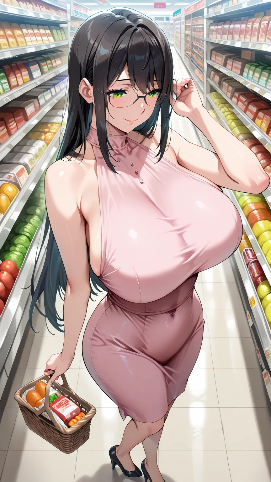 1girl, master nemesis, to love-ru darkness, black hair, very long hair, yellow eyes, dark skin, ribbon, hair ribbon, , highly detailed, masterpiece, best quality, anime style, empty eyes Running, wearing nothing, big anime eyes, , shiny hair, ????-skin, navel, the groin, BREAK in front of convenience store, ?????????????、　???????, ????, ?????? , Heavy snowfall