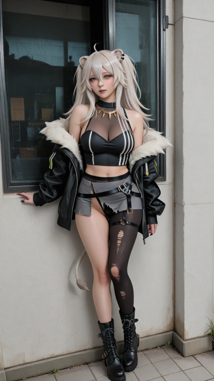 photorealistic, high resolution, soft light,1women, solo, ???? up, look at viewer, (detailed face), long hair, silver hair, bright eyes,hair slicked back, black robe,tattoo, jewelry