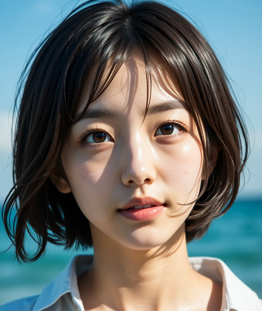 Stunning brunette woman with freckles, Portra 400 film photo, analog inspiration
