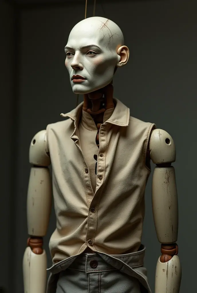 a woman, very thin body, body visible bones, very slender, sweaty wet body, pale white skin, , ,tatto, full body, has a mental breakdown in an underground prison, sit on chair