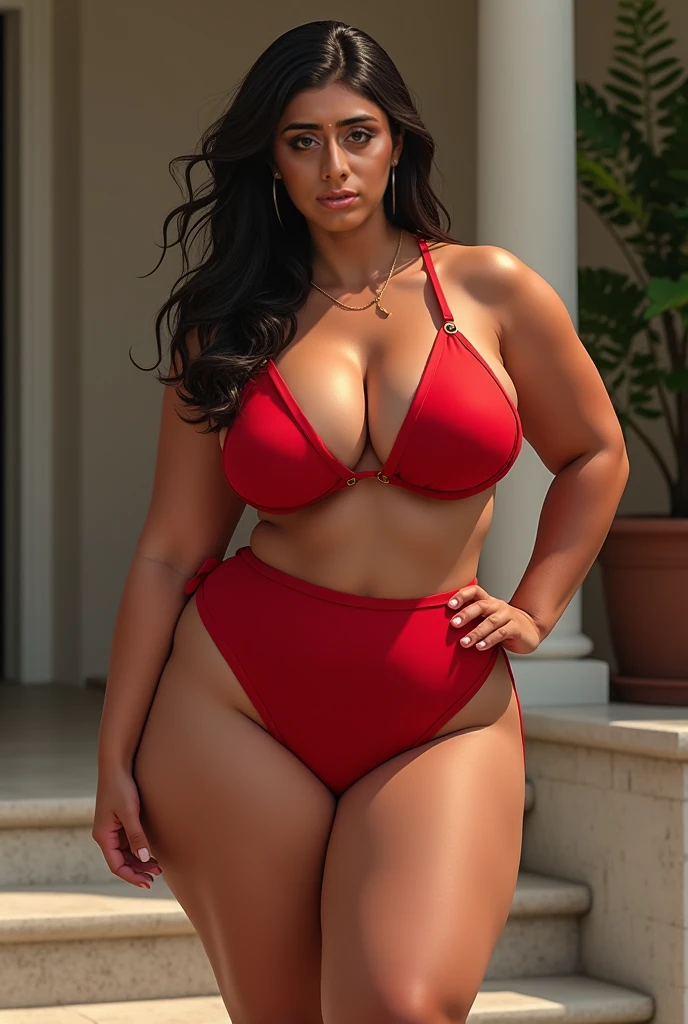 Indian gorgeous curvy plus size actress madhubala, glowing eyes, wearing SHEIN Swim Summer Beach Women's One Shoulder Ruched  Swimsuit Set, Bathing Suit

Color: Orange
 , parted lips, bulki huge figure, thick thighs, bigger waist, busty, curvy plus size body, full body, full body shot, head to toe view, hourglass body, curvy plus size body, smile face, elegant standing position, bigger waist, busty, big , fleshy thighs, thick thighs, busty, full body view, Taj Mahal, India: Exquisite marble mausoleum with lush gardens and reflecting pools.