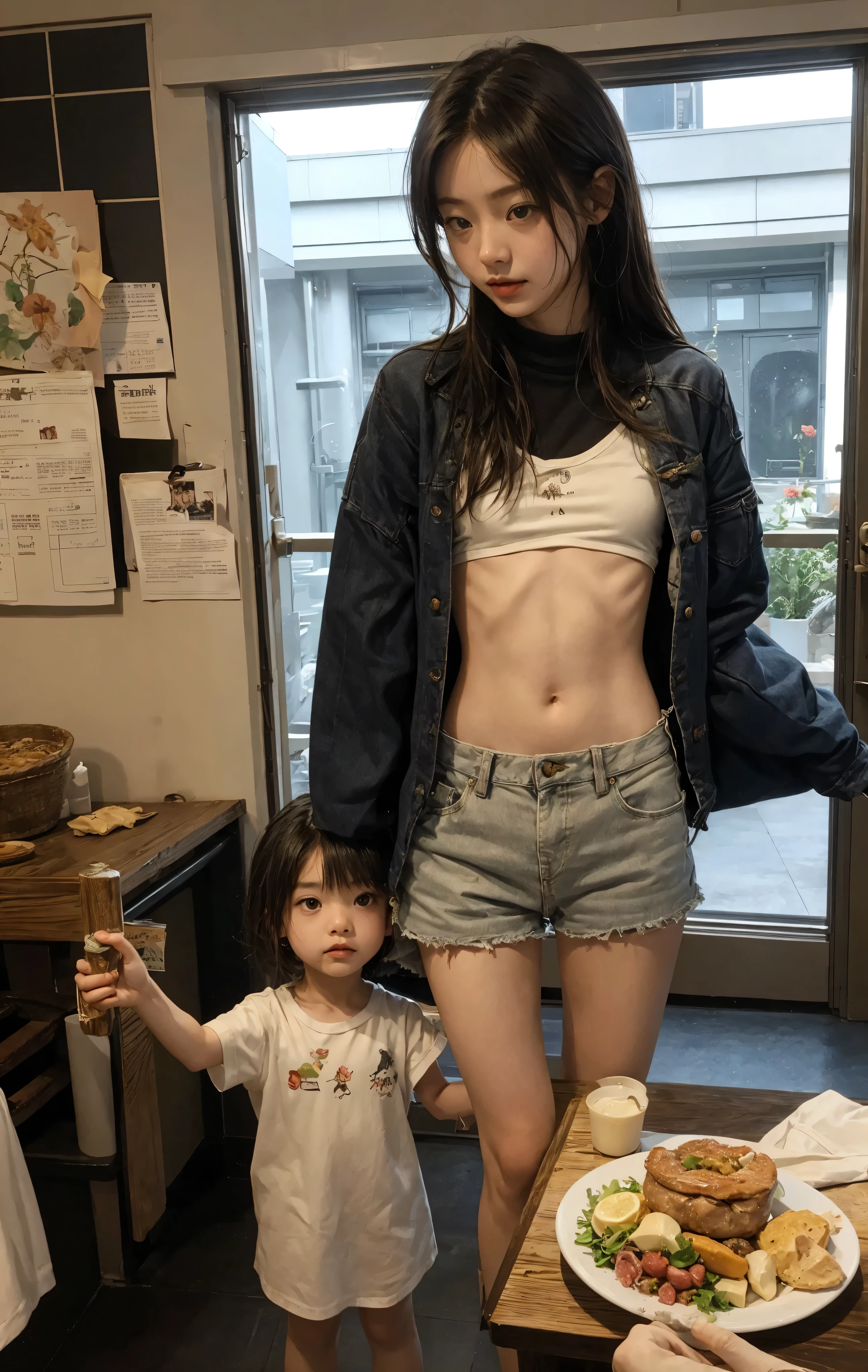 Little girl  without tops