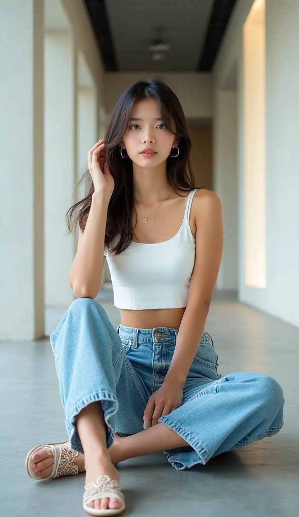 
Beautiful woman in long shorts