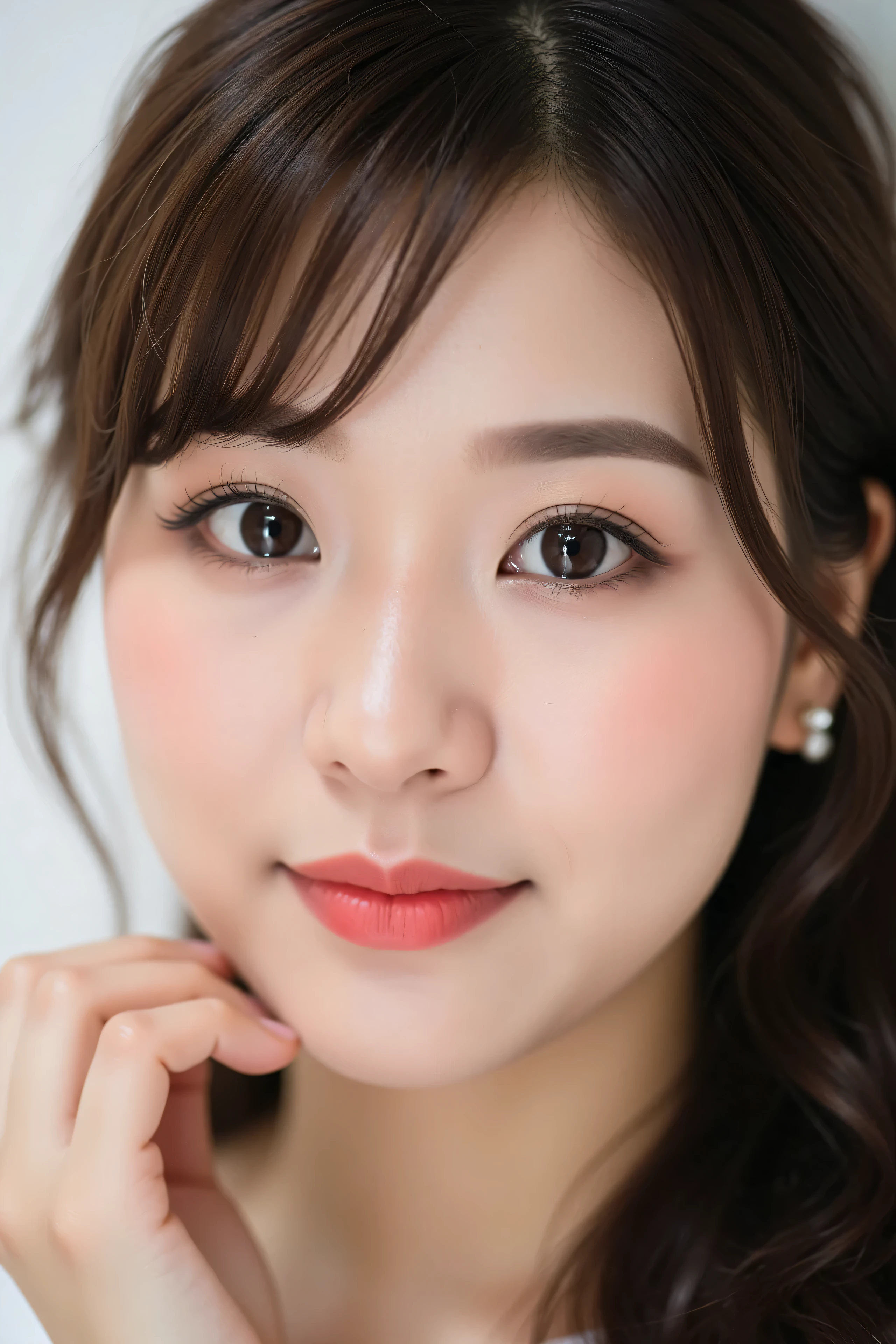 looking at viewer, beautiful skin, beautiful eyes, beautiful face, full make up, masterpiece, Super Details, Best lighting, Realistic and Realistic Pictures, high definition RAW color pictures, slightly smile, perfect anatomy, highly detailed eyes, face focus, yoshida chinami, 吉田知那美,