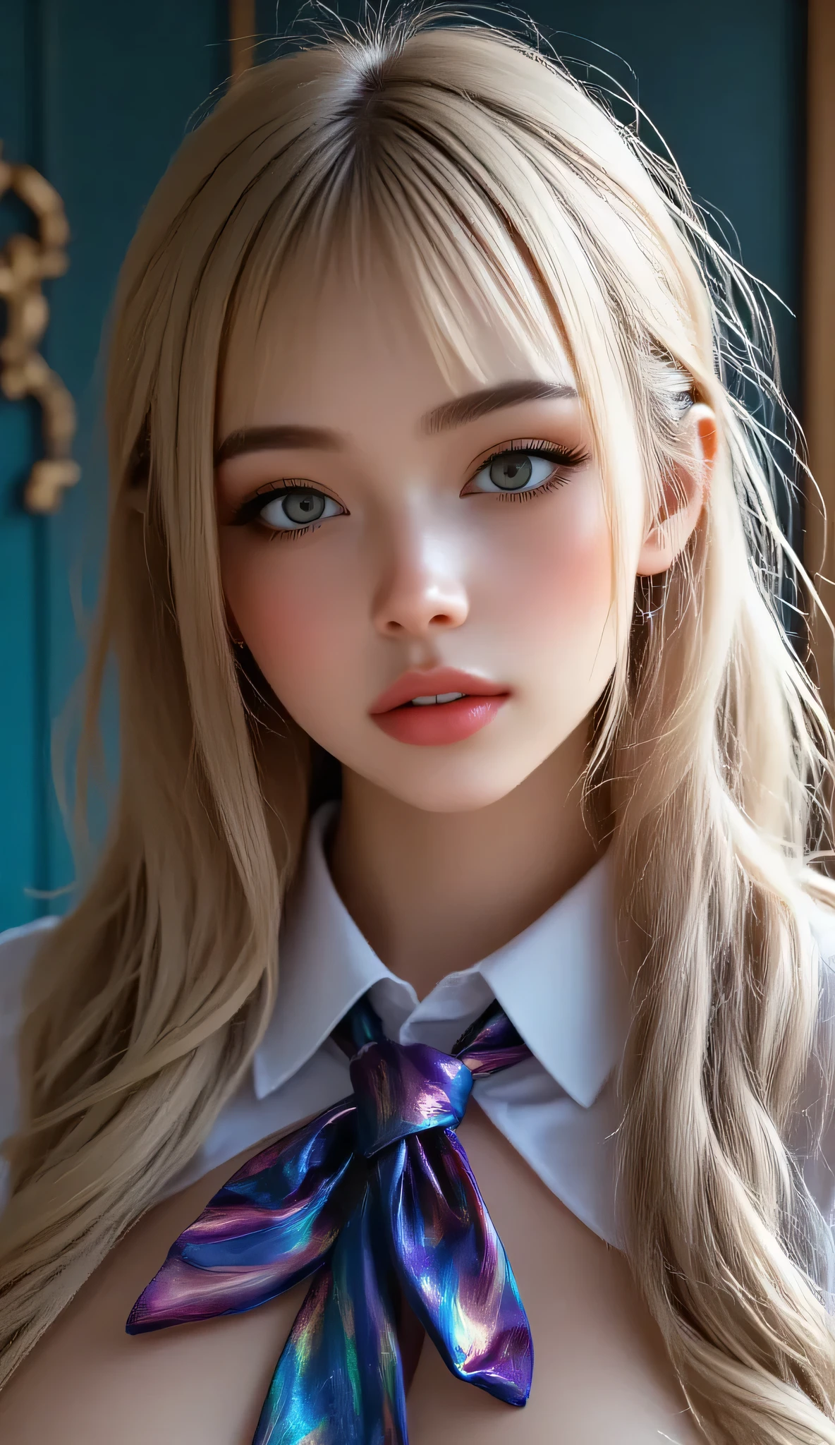 Super ultra mega hyperdetailed ultra hyperrealistic meticulously detailed portrait of a woman as a delirium of the endless infinite, brightly colored liquid smoke vivid vivrant colourful articulate make up, the sandman, made by caravaggio stanley artgerm lau wlop ross draws 4k 8k artstation cgsociety concept art cgsociety octane render.