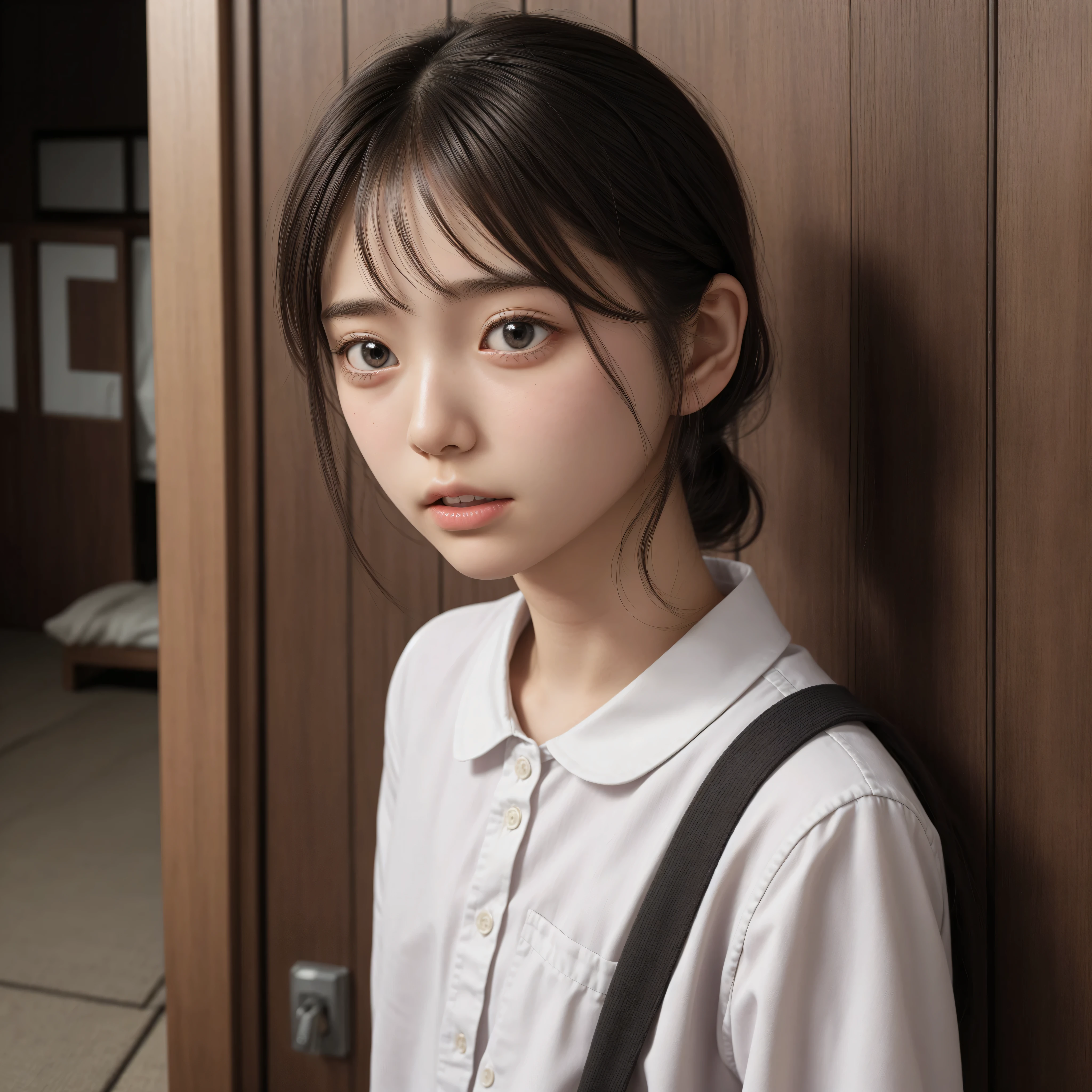 16 kg,20 years old,4K,8k,(:1.2),(:1.5),cute girls,かわいいyounger女の子,detailed face and eyes,detailed skin,slender,(slender:1.5),Picture,realistic,score_7_up,score_8_up,score_9,short,skinny,(skinny:1.3),slender body,younger,(younger:1.4),sailor suit cosplay, navy knee-length skirt that can be seen when closed,Hair elastic,realistic,in the skin There is a large amount of semen all over the body,masterpiece,sitting on a park bench,small breasts,Made in Japan,Narrow Shoulder,very thin,I have a large amount of semen on my face,black stockings