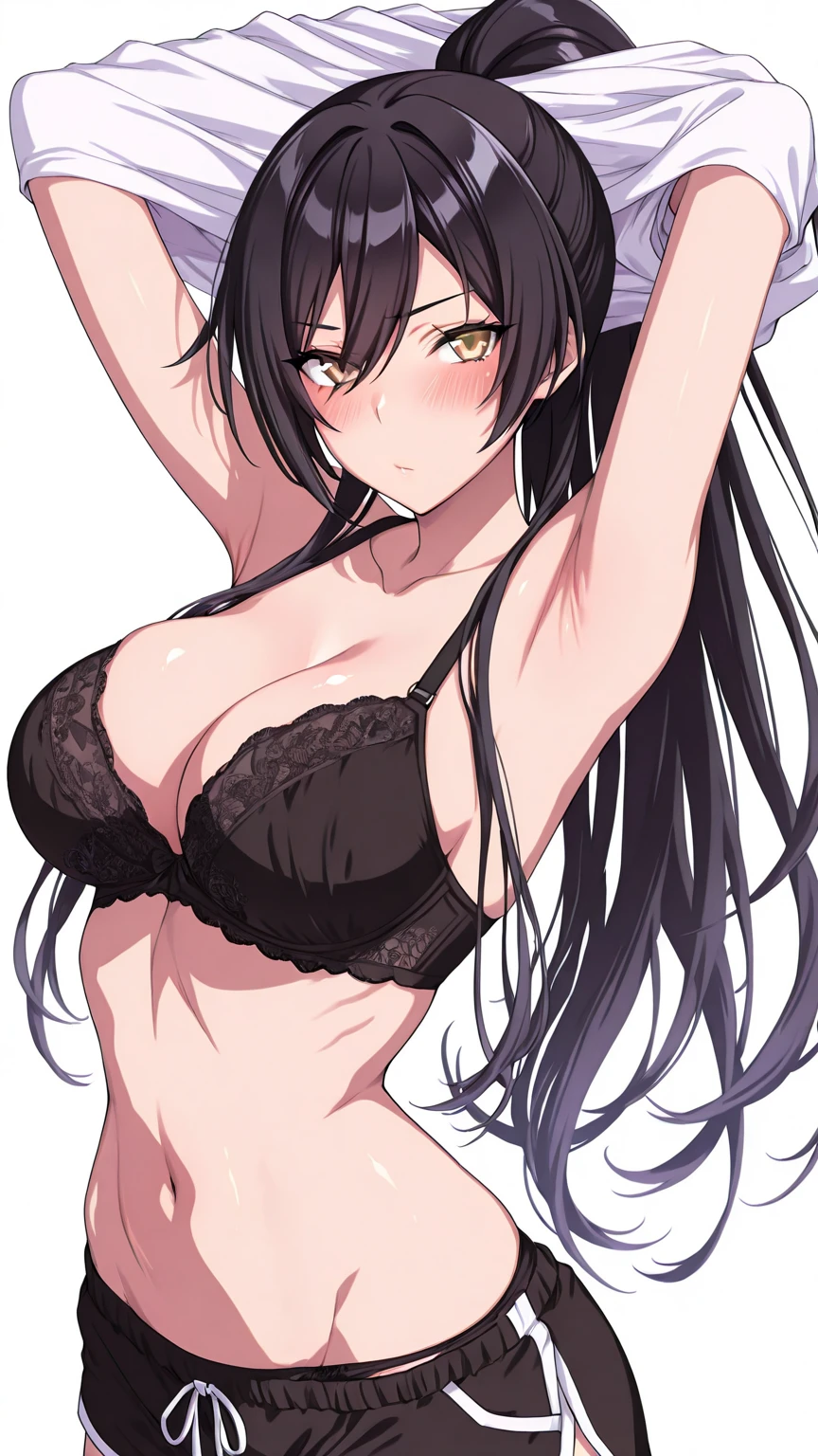 ​masterpiece, top-quality, extra detailed face, Sharp details, Perfect litthing, 彼The shirt, 1girl in, breastsout, 独奏,Golden eyes, The halo, length hair, silber hair, shortpants, 巨大なbreastsout, jaket, a choker, hair between eye, red blush, looking at the viewers, The shirt, mole, 白いThe shirt, トラックjaket, 目の下のmole, simple background, bangss、Partially defrosted、breastsoutの谷間、thighs thighs thighs thighs、long-sleeve、a navel、is standing、extreme close - up、under the boobs、Hasumi\(blue_archive\)、Dishwasher 1910、