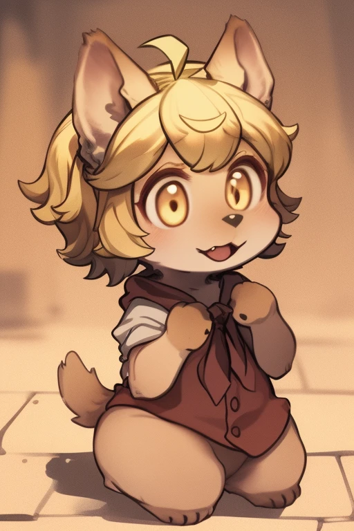 (noelle, furry female anthro, blonde hair, deer girl, red deer nose, white eyes, white pupils, white robe, hooded robe, , midriff), hands on , green neon city, smiling, winking, blushing