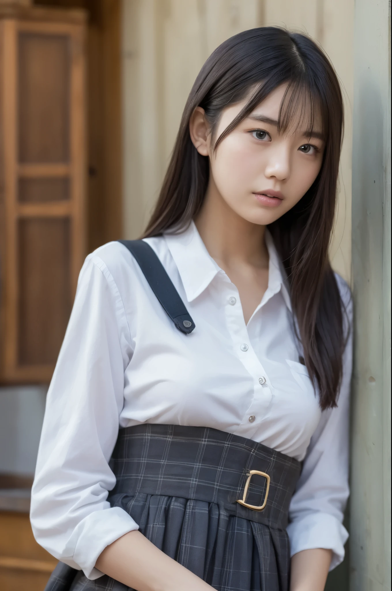 8k、 high definition 、 ultra detail、 photorealistic 、 high resolution、Realistic and accurate depiction、 realistic and accurate human body structure against the backdrop of Hogwarts、Extremely detailed and intricately detailed、The most complex and detailed textures、超 high resolution、 best quality、 Japanese woman 、 beautiful girl、 best quality, 美しい Japanese woman, student, uniform, white shirt, Young Face, , shortcuts