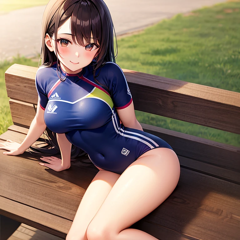 masterpiece、Highest quality、woman、1 person、playground、Gym suit、smile、Are standing、