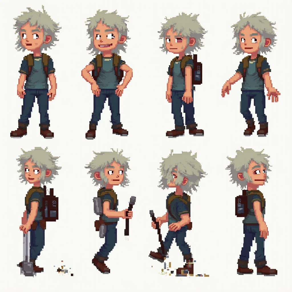 Create a character for a game set in a zombie apocalypse, in pixel art ...