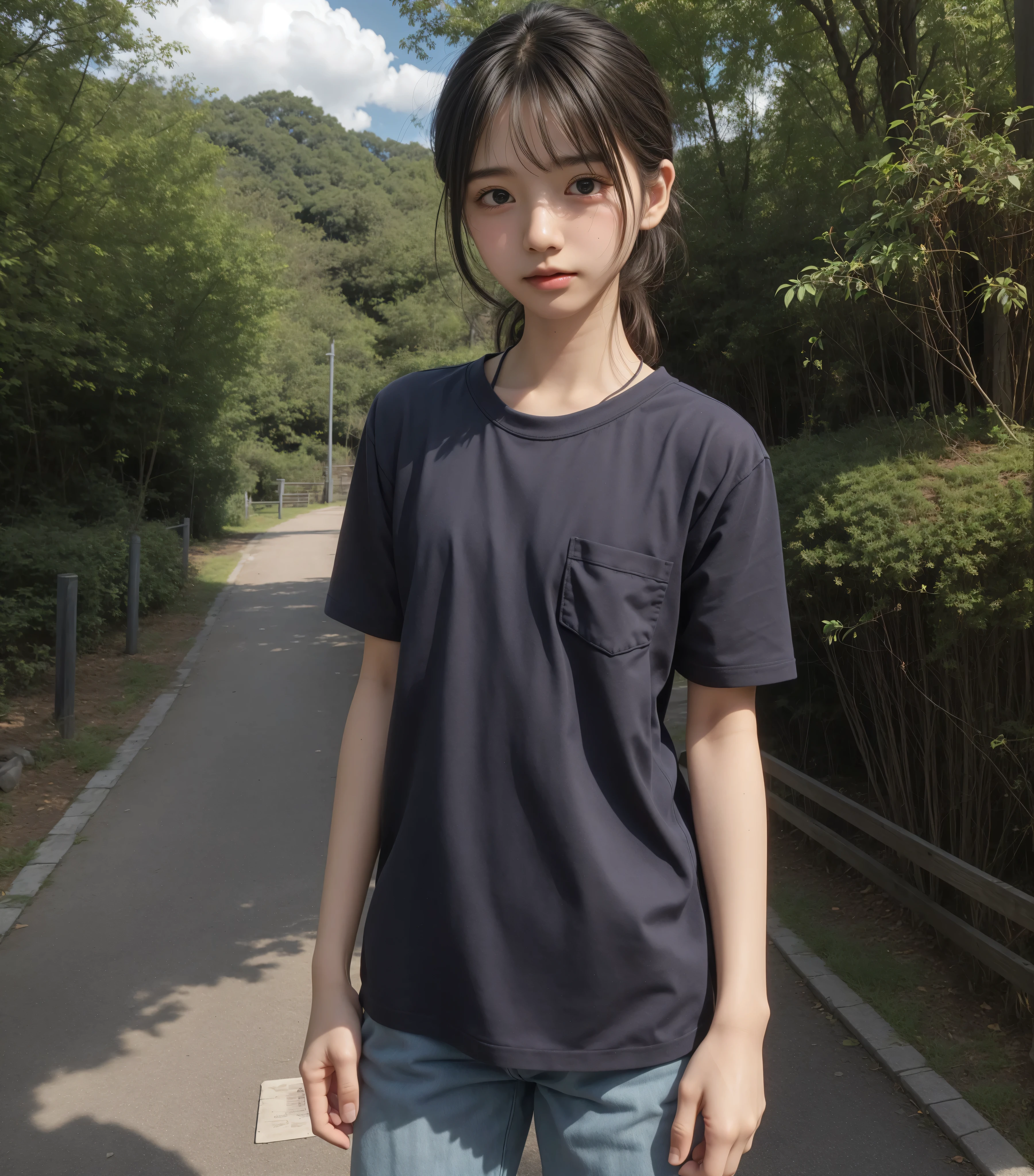 16 kg,20 years old,4K,8k,(:1.2),(:1.5),cute girl,かわいいyounger女の子,detailed face and eyes,detailed skin,slender,(slender:1.5),Picture,realistic,score_7_up,score_8_up,score_9,short,skinny,(skinny:1.3),slender body,younger,(younger:1.4),sailor suit cosplay, navy knee-length skirt that can be seen when closed,Hair elastic,realistic,in the skin There is a large amount of semen all over the body,masterpiece,sitting on a park bench,small breasts,Made in Japan,Narrow Shoulder,very thin,I have a large amount of semen on my face,black stockings