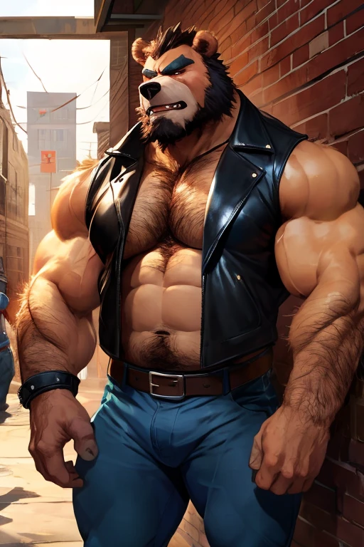 muscular anthro German shephard posing for the camera, veiny muscles, touching . 4k, high resolution, best quality, posted on e621, solo, anthro body, anthro husky, older male, male, black , , masculine, black_and_tan_body, (bulky, very muscular, thick build, pectorals:1.2), correct , (countryside background, porch, evening), (by wfa, by Taran Fiddler, by negger), (pants, suspenders:1.2), (detailed eyes:1.2), , photorealistic fur, (sweat:1.5), smile, shiny muscles, strong shadows, confident, , , half-body shot, looking at viewer