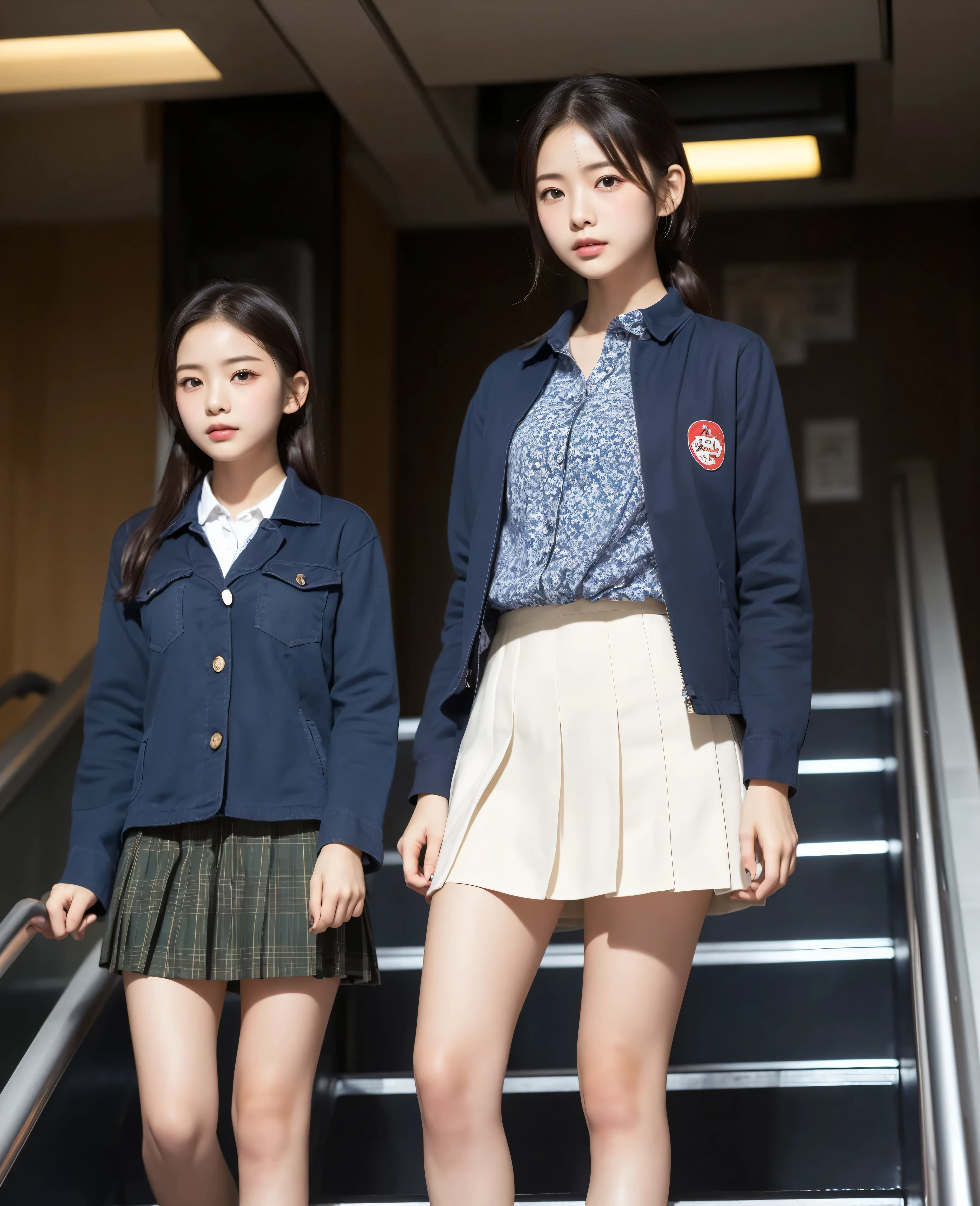 ( flat chest:1.4),( slim figure visible to the navel),6 heads,A,Adolescent girl,anatomically perfect,(Apple cheeks),(Caucasian eyes),(elementary school student is riding an escalator on the way to school)、 glare、(collared jacket, Navy Blue, linen),Increase saturation,slender,Realistic,straight nose,Blonde,(dark brown leather shoes)、,Gant ,High Quality,inseam length is half of height,masterpiece,(Natural eyebrows),(Navy Blue Ankle socks)、(white lace panties:1.),white skinned person with perfect figure,(pleated micro mini skirt that only hides areolas, Green Tartan Print),(constricted waist:1.2),height 135 cm,Ultra high definition ,super real,cute idol,(slender thighs:1.2),(Slender Hips:1.2),(Blue Eyes),model style body,(Long Legs:1,4),(from below:1.4),(look down, Viewers watch :1.4),subjective shot,(big eyes),(from behind:1.4),(thin legs:1.4),(legs long:1.4),(Shot from between legs:1.4),(close up shot of socks:1.4)