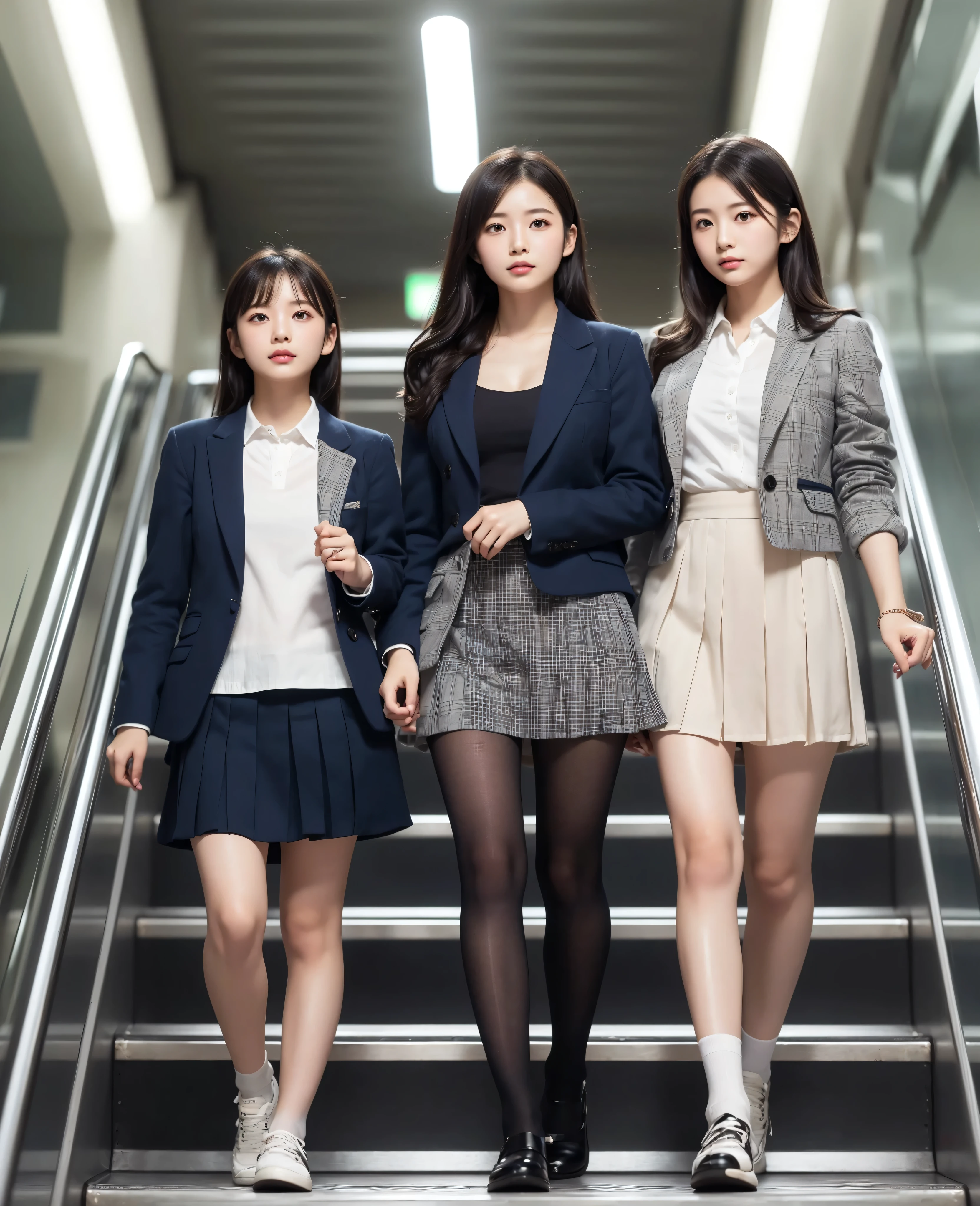 ( flat chest:1.4),( slim figure visible to the navel),6 heads,A,Adolescent girl,anatomically perfect,(Apple cheeks),(Caucasian eyes),(elementary school student is riding an escalator on the way to school)、 glare、(collared jacket, Navy Blue, linen),Increase saturation,slender,Realistic,straight nose,Blonde,(dark brown leather shoes)、,Gant ,High Quality,inseam length is half of height,masterpiece,(Natural eyebrows),(Navy Blue Ankle socks)、(white lace panties:1.),white skinned person with perfect figure,(pleated micro mini skirt that only hides areolas, Green Tartan Print),(constricted waist:1.2),height 135 cm,Ultra high definition ,super real,cute idol,(slender thighs:1.2),(Slender Hips:1.2),(Blue Eyes),model style body,(Long Legs:1,4),(from below:1.4),(look down, Viewers watch :1.4),subjective shot,(big eyes),(from behind:1.4),(thin legs:1.4),(legs long:1.4),(Shot from between legs:1.4),(close up shot of socks:1.4)