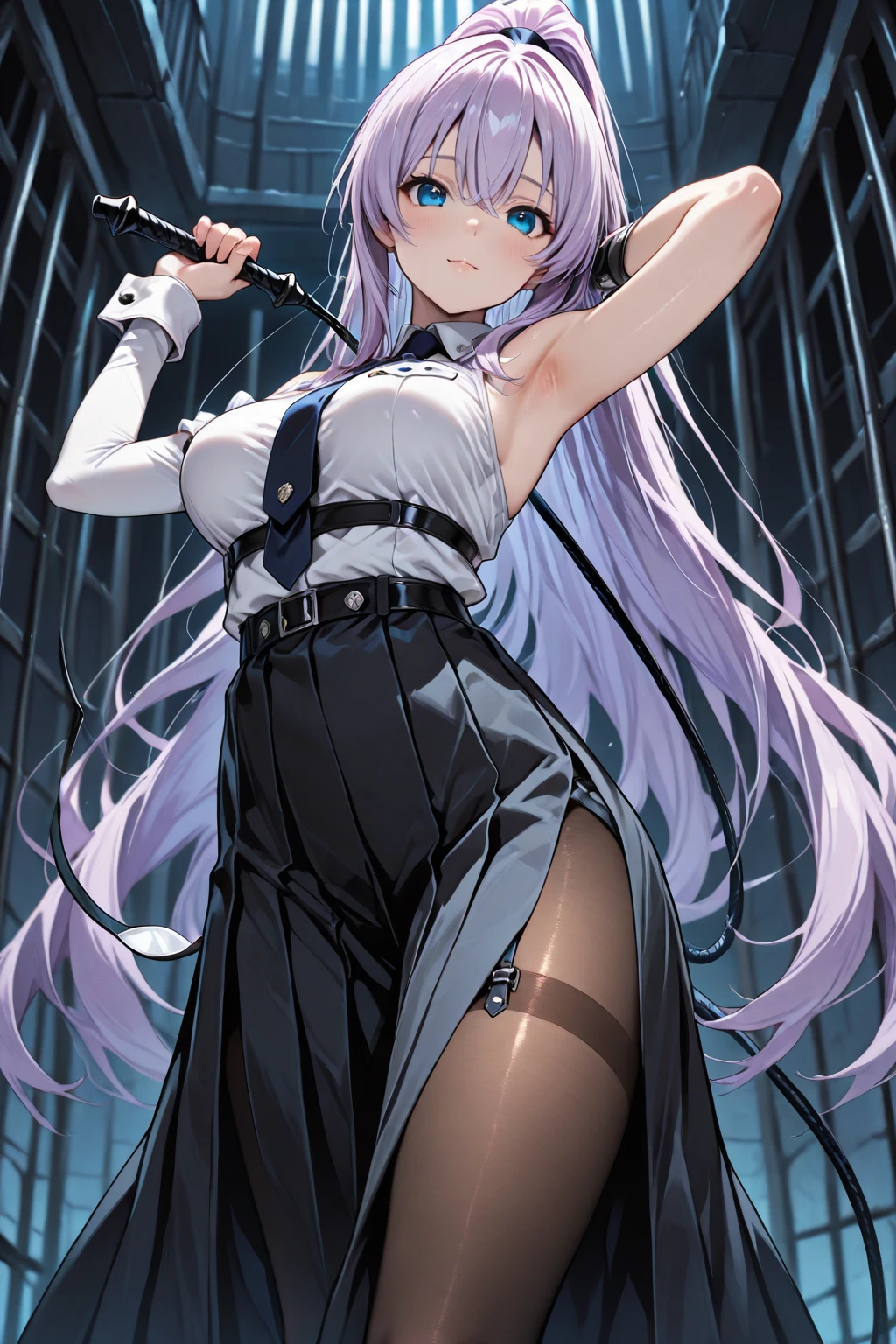 masterpiece, best quality,
1girl,solo, maria,purple hair ,long hair,hair between eyes,two side up, purple eyes, ??????????????,
, solo focus, parted lip, determined eyes, (drawing sword stance),
lace lace dress, black frill dress, long dress frill skirt, tight dress, lace thighhighs, lace garter, classic high heels, lace choker,sword,