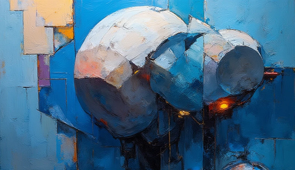 “10 Oil Paintings on Canvas, cubist and constructivist style with H ...