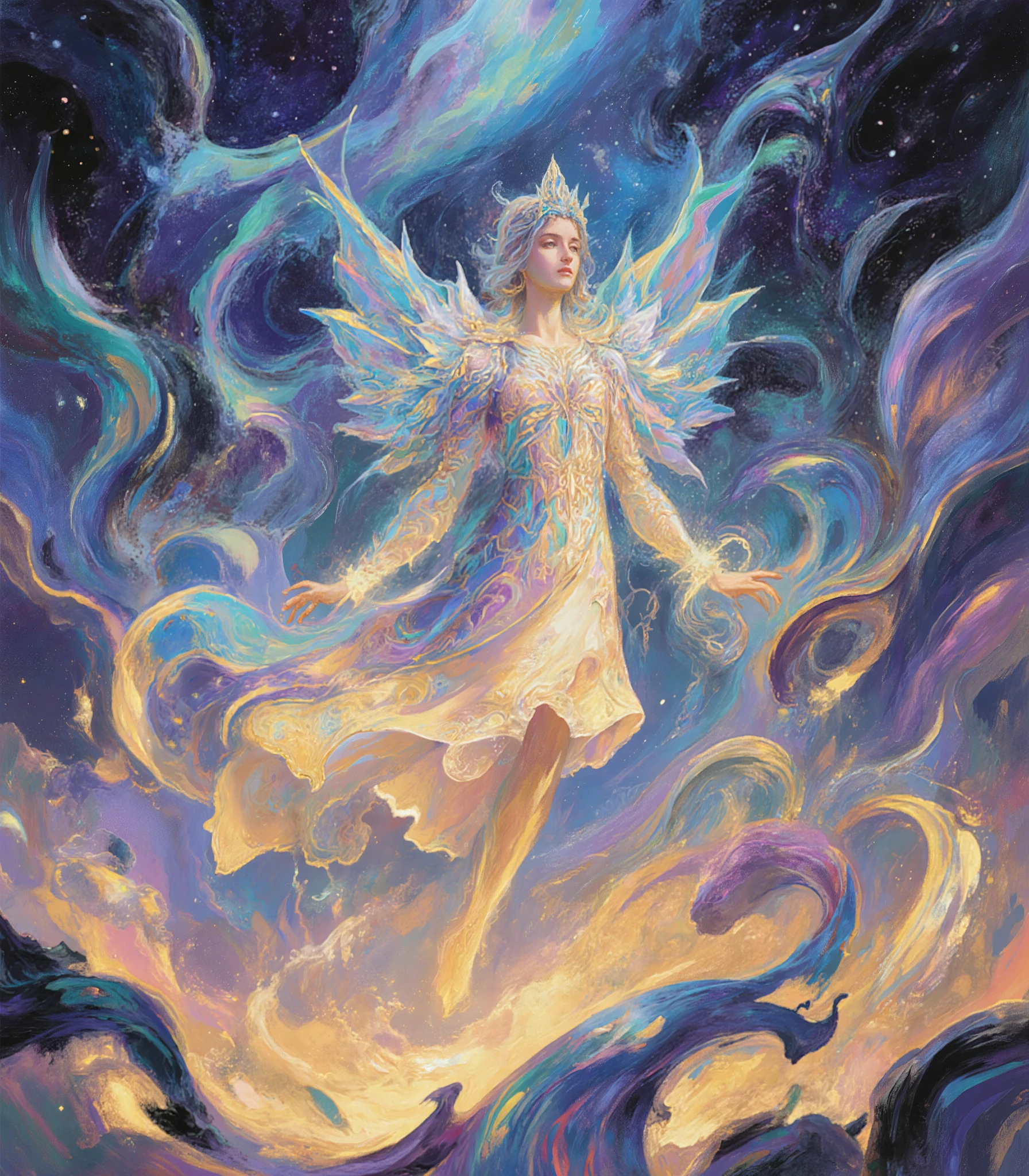  fantasy painting of a heavenly landscape