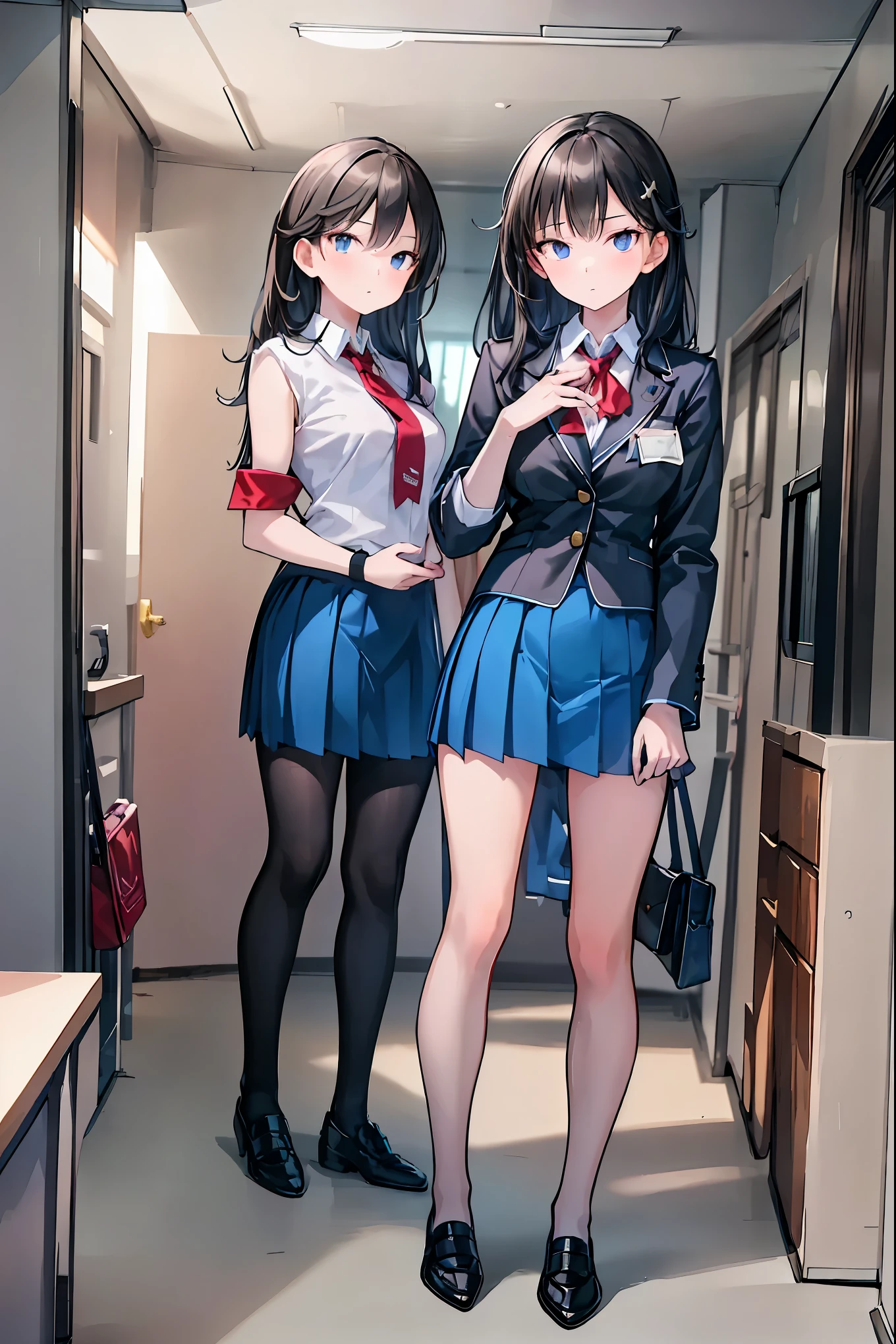 Little Girl with High Pressure Discipline Chairman,(((Chairman of the Discipline Committee's armband))),About 150 centimeters,charismatic presence, Tall Boys Surrounding Her Surrounding Her Surrounding Area,Pointing and Instructing,4K High Resolution,High Dynamic Range,Super Realistic Digital Illustration with Excellent Detail Description,Deep Tones,Dramatic Lighting,Precise Texturing,Little Girl with High Pressure Discipline Chairman, Chairman of the Discipline Committee's armband, About 150 centimeters, charismatic presence, Pointing at the Students, Confrontation with the Student Council, The Student Council President is also a little girl, 4K Realistic Illustration, Extremely detailed down to the details, professional, Vivid Colors, Delicate Light and Shadow, Central Figure of the Disciplinary Committee, Strictly Instructing the Students, Coercive Behavior, Small but Strong Presence, Trying to solve school problems, Confrontation with the Rebellious Student Council President