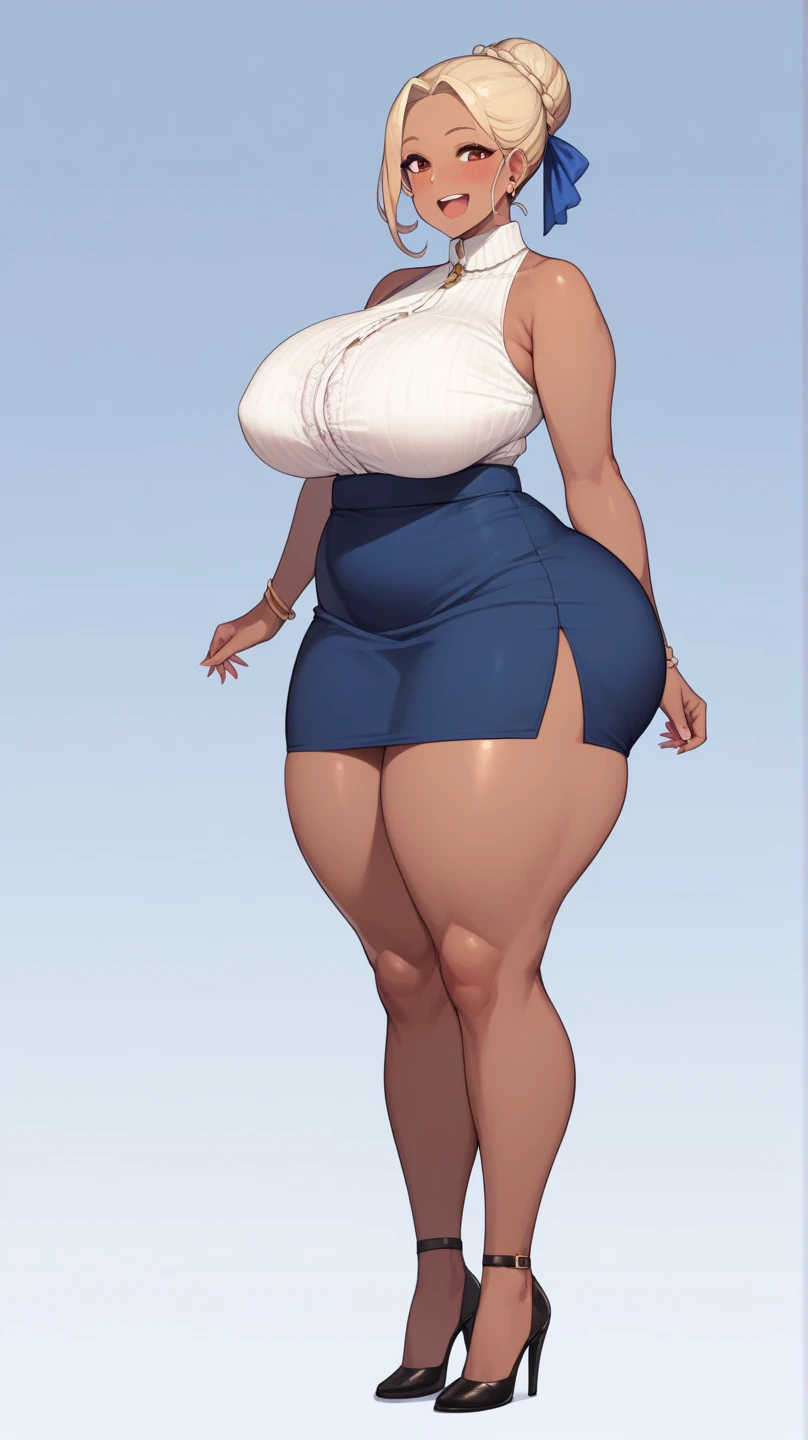  women, blonde hair, , massive fat belly, big breats, full body, standing, outside 