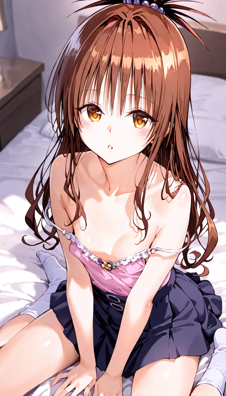 score_9, score_8_up, score_7_up BREAK 1girl, solo, akizuki sara, brown hair, folded ponytail, hair bun, brown eyes, lips, seductive smile, narrowed eyes, negligee, white lingerie, purple frill, pov, on bed, night, dark theme, low light <lora:akizuki_sara_kateone_pdxl_v1:0.8>