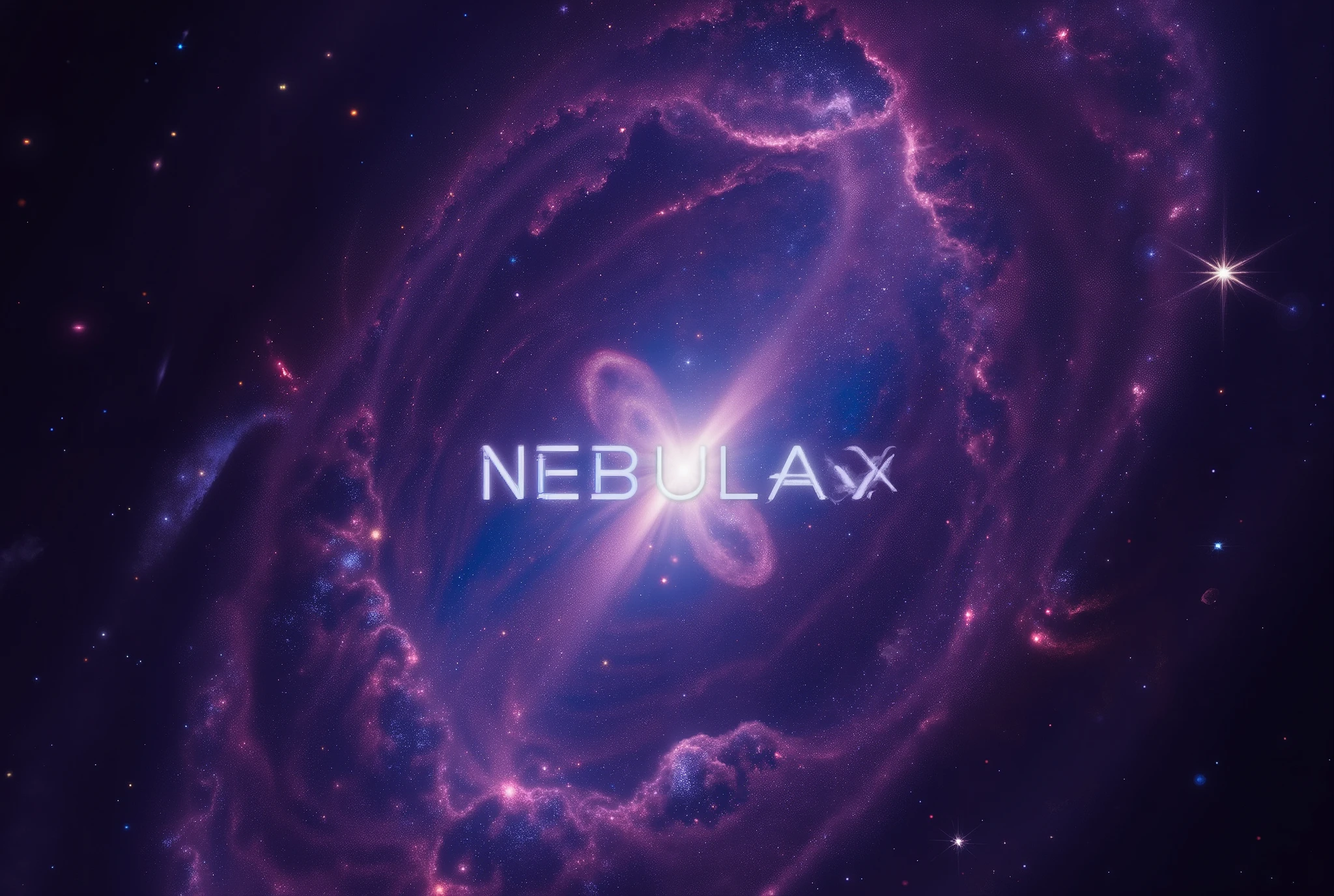 spiral galaxy,nebula,cosmos,CTAI-Space nebula,A wide YouTube channel banner for a professional space and science channel called “NebulaX”. The design shows a deep dark space background with glowing purple and blue nebula clouds, bright stars, and faint light rays. In the center, the glowing 3D “X” symbol of NebulaX is floating, surrounded by orbital lines and soft mist. The word “NEBULAX” is written below in futuristic white Orbitron font. Add a subtle tagline under it: “Exploring Beyond the Stars”. The overall look should be cinematic, clean, and modern with high contrast and depth, suitable for a premium YouTube brand.
Dimensions: 2560×1440 pixels, high resolution, 8K quality.,space view