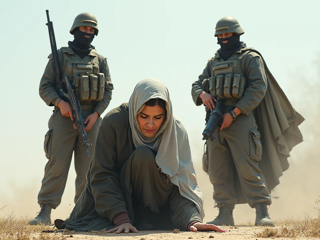 A dressed ugly man beating a pale skin kurdish girl in hijab  shoulder  arm breasts  in village room angry raged view from side full body 