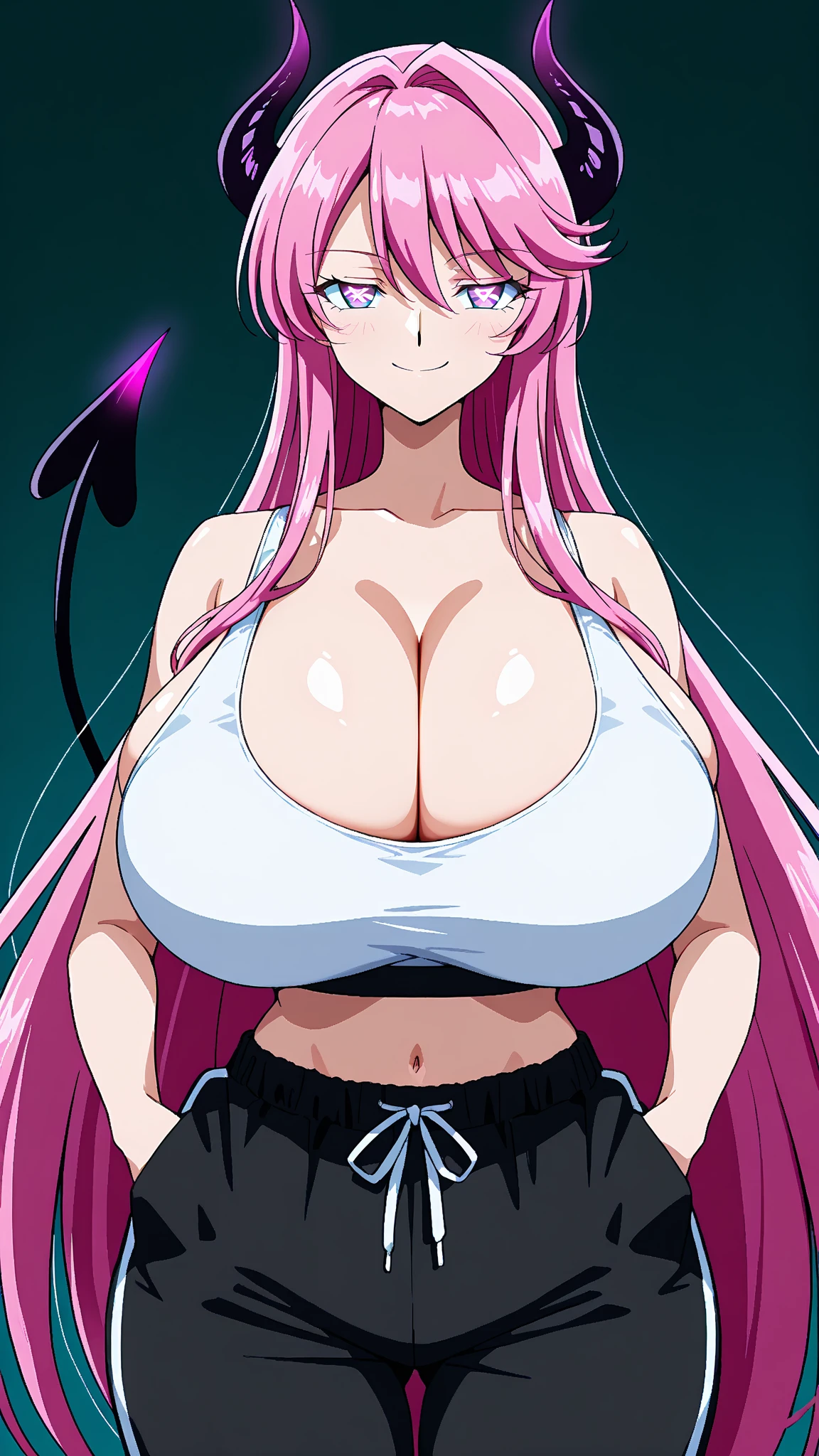 big lips, black and pink hair, pink eyes, japanese face, improve, improve grin, two sides up, ????????????, Wide ????, ????, detailed,  room, Hits, (evil smile1.4), kawaii, mini skirt ????, ????, GOOD, mini ???? costume, mini ???? shirt,  choker, mini ???? skirt, mini ???? shirt,navel piercing,ropa interior ????,????????????,mano sosteniendo tetas, lunares,medias negras rotas