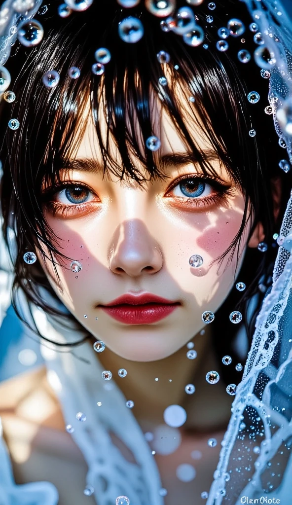 ((8K, top-quality, ​masterpiece, 超A high resolution, Photorealsitic:1.5)), 1girl in, age19, tilt the neck, Look up from the bottom of the viewer:1.5, Perfect dynamic composition, Highly detailed eye and face texture:1.3, Fair skin, (Beautiful blue eyes,  eyes:1,5), (Face feeling :1.5, Sexy face:1.5), (A mouthfeel that feels beautiful eros:1.55),  expression when you feel that you are being caressed violently:1.4,  expressions when receiving pleasure:1.4, (Expression drowning in pleasure:1.8), (foco nítido, Cinematic lighting), Show face only, ((()))